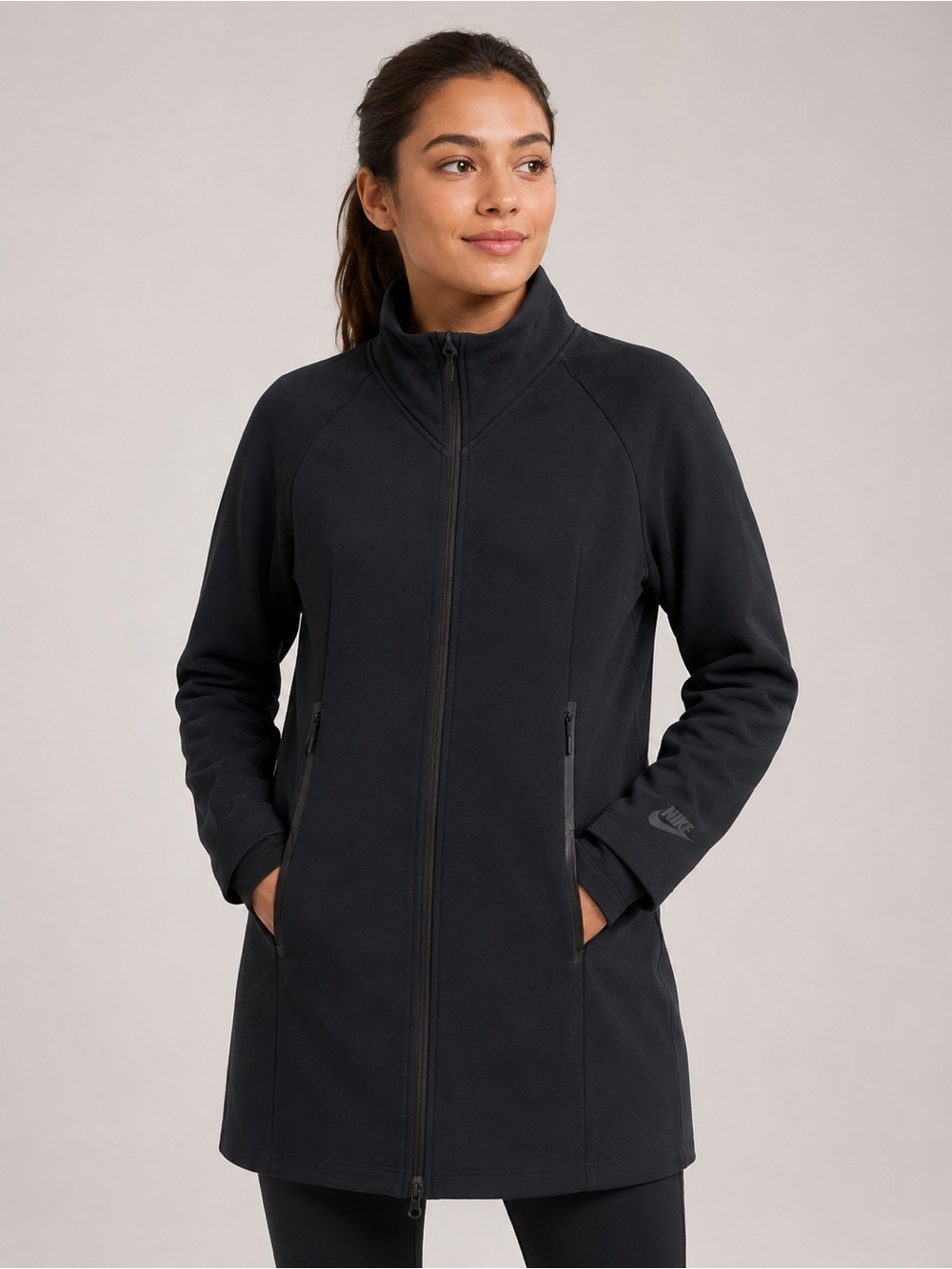 Nike Black Long Zip Jacket with Subtle Logo